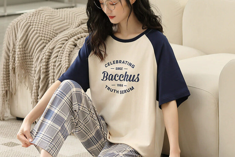 Women’s cotton pajamas bulk summer short sleeve set