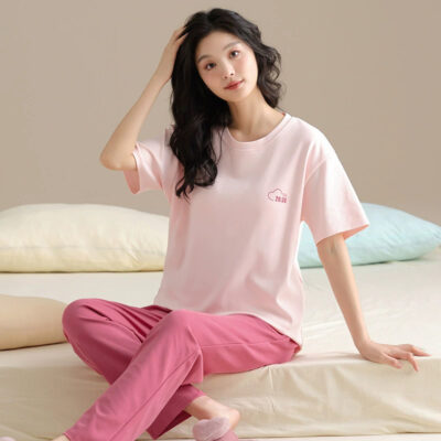 Women’s cotton pajamas bulk summer short sleeve set
