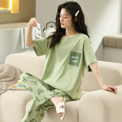 Women’s cotton pajamas bulk summer short sleeve set
