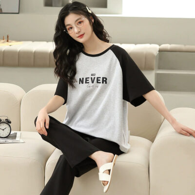Women’s cotton pajamas bulk summer short sleeve set