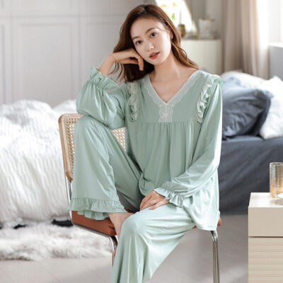 Women’s princess style cotton pajamas bulk long sleeve