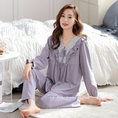 Women’s princess style cotton pajamas bulk long sleeve