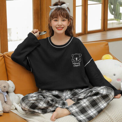 Custom women’s cotton pajamas spring autumn long sleeve
