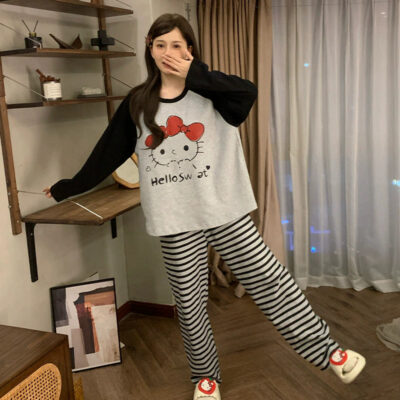Custom women’s cotton pajamas spring autumn long sleeve