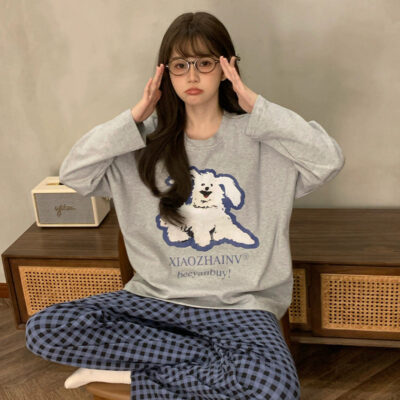 Custom women’s cotton pajamas spring autumn long sleeve