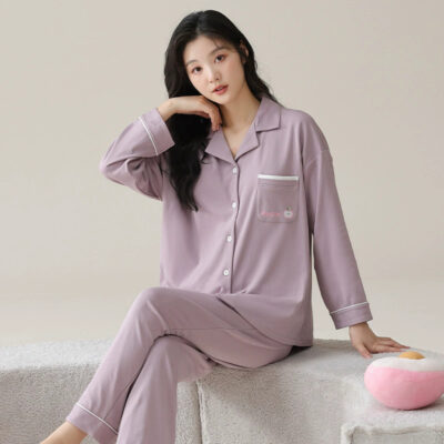 Women’s spring autumn cotton pajamas factory long sleeve set