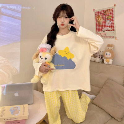 Fashion cute women’s cotton pajamas manufacturer set