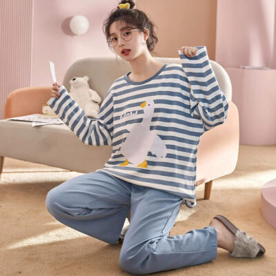 Fashion cute women’s cotton pajamas manufacturer set