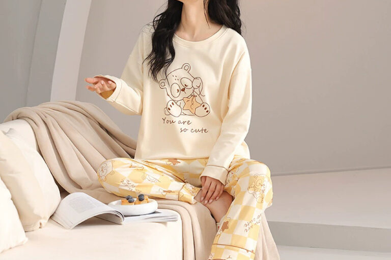 Women’s cotton pajamas supplier cartoon loose spring autumn set