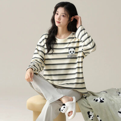 Women’s casual loose cotton pajamas wholesale set