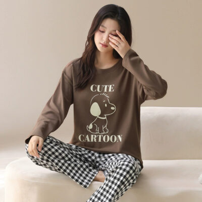 Women’s casual loose cotton pajamas wholesale set
