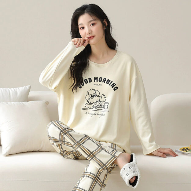 Women’s casual loose cotton pajamas wholesale set