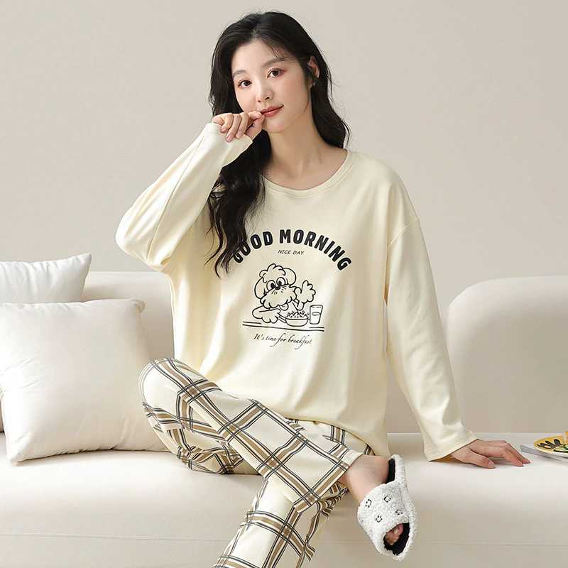 Women’s cotton pajamas wholesale (5) Women’s casual loose cotton pajamas wholesale set