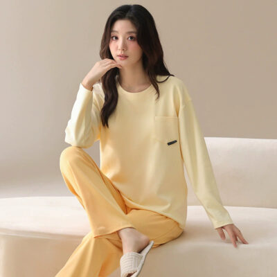 Women’s casual loose cotton pajamas wholesale set