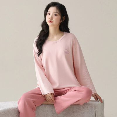 Women’s casual loose cotton pajamas wholesale set