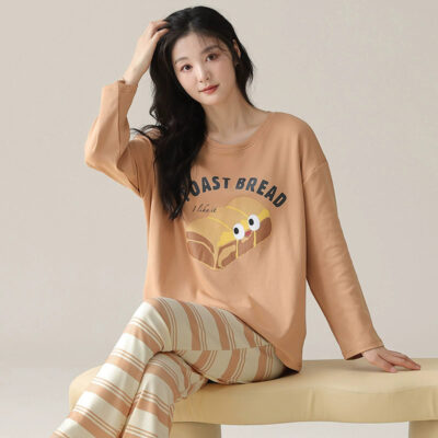 Women’s casual loose cotton pajamas wholesale set