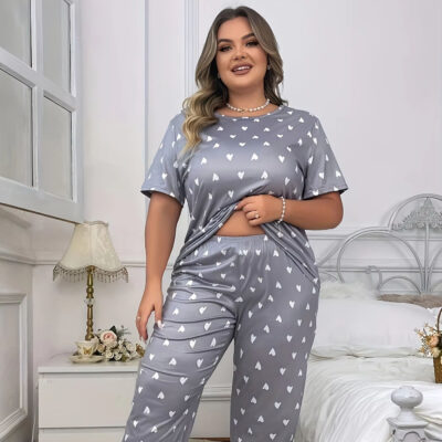 Loose fit summer women’s plus size pajamas set manufacturer
