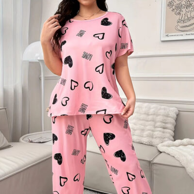 Loose fit summer women’s plus size pajamas set manufacturer