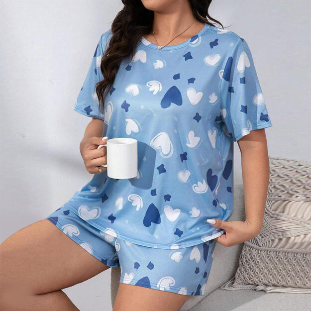 Women’s plus size summer pajamas manufacturer (5) Loose fit summer women’s plus size pajamas set manufacturer