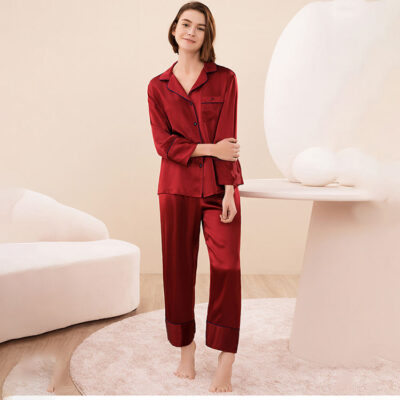 Women’s silk pajamas supplier new long sleeve set