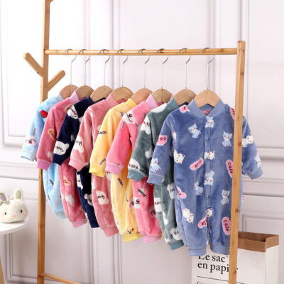 Thick flannel long-sleeve warm baby and toddler pajamas set