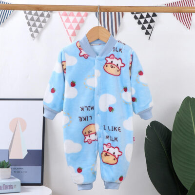 Thick flannel long-sleeve warm baby and toddler pajamas set