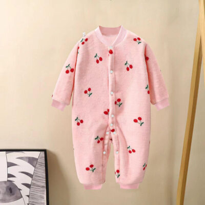 Thick flannel long-sleeve warm baby and toddler pajamas set