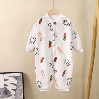 Thick flannel long-sleeve warm baby and toddler pajamas set