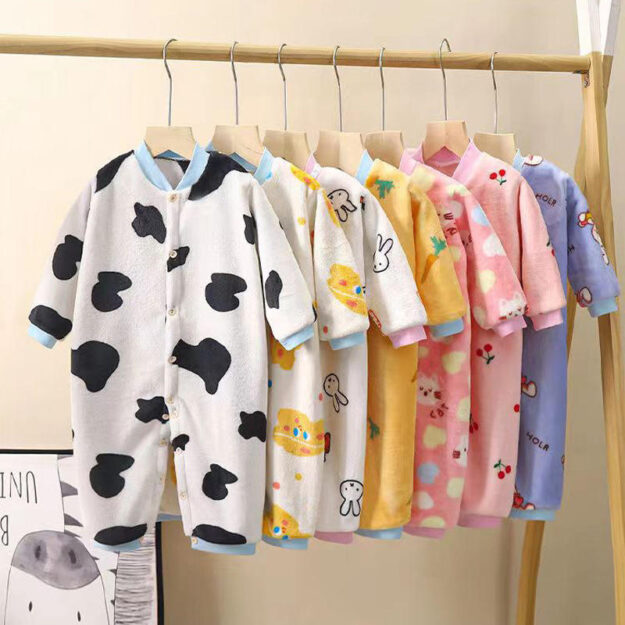 Autumn Winter Flannel Pajamas for Baby & Toddler Thick flannel long-sleeve warm baby and toddler pajamas set