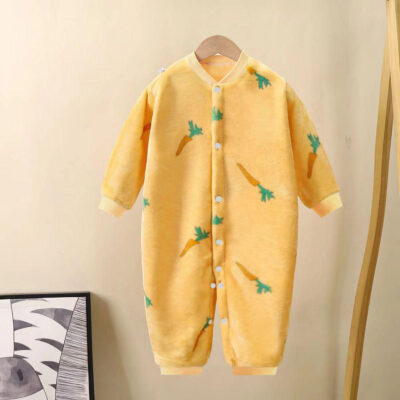 Thick flannel long-sleeve warm baby and toddler pajamas set
