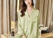 Long-sleeve comfortable women’s silk pajama set