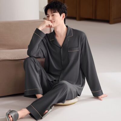 Spring autumn men’s long-sleeve cotton pajamas set