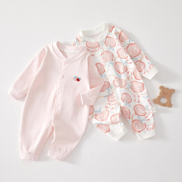 Cotton Cartoon Print Double-Breasted Baby & Toddler Pajamas (3) Cotton cartoon double-breasted long-sleeve baby toddler pajamas