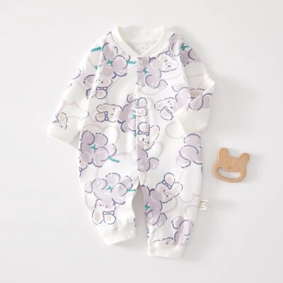 Cotton cartoon double-breasted long-sleeve baby toddler pajamas