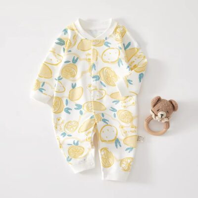Cotton cartoon double-breasted long-sleeve baby toddler pajamas