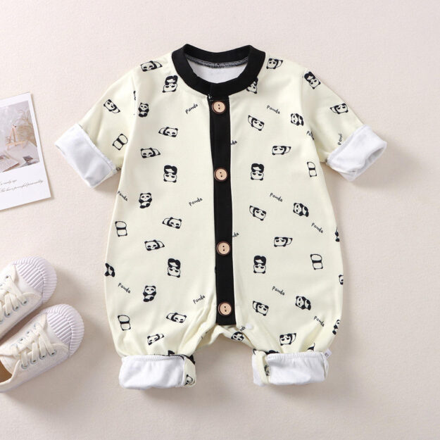 Cotton Long-Sleeve One-Piece Pajamas for Baby & Toddler (5) Spring autumn long-sleeve one-piece baby toddler pajamas