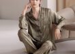High-end men’s satin pajama set for spring and autumn
