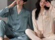 Spring and autumn couple satin pajama set