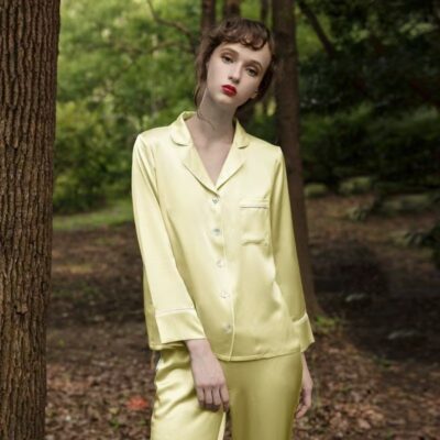 Solid color women’s silk pajama set