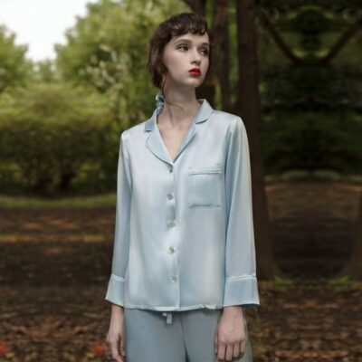 Solid color women’s silk pajama set
