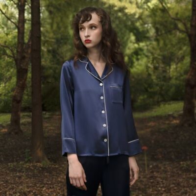Solid color women’s silk pajama set