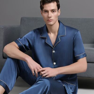 Summer high-end casual men’s silk pajama set