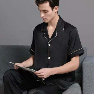 Summer high-end casual men’s silk pajama set