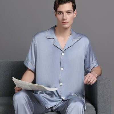 Summer high-end casual men’s silk pajama set