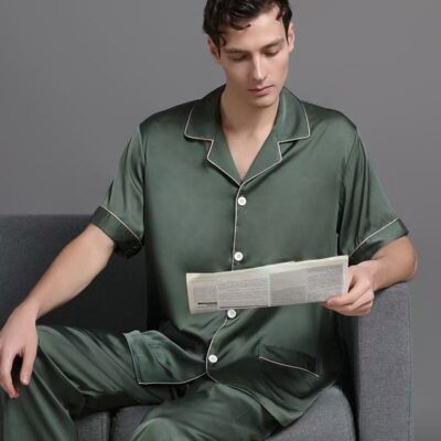 Summer high-end casual men’s silk pajama set