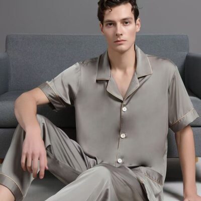 Summer high-end casual men’s silk pajama set
