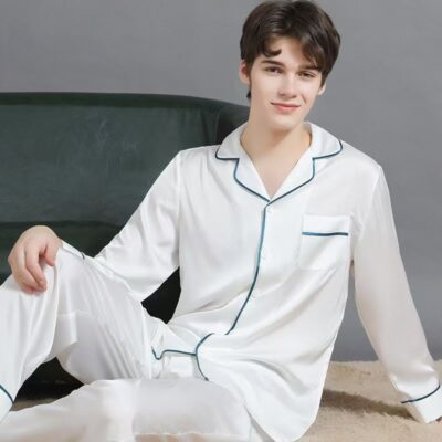 Summer short-sleeve couple silk pajama set