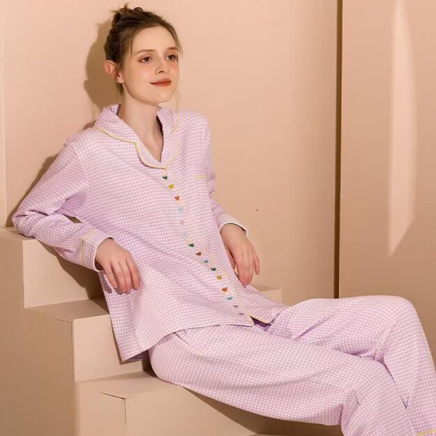 Sweet Loose-Fit Cotton Pajamas for Women (2) Sweet cute loose-fit cotton pajamas for women spring autumn