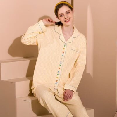 Sweet cute loose-fit cotton pajamas for women spring autumn