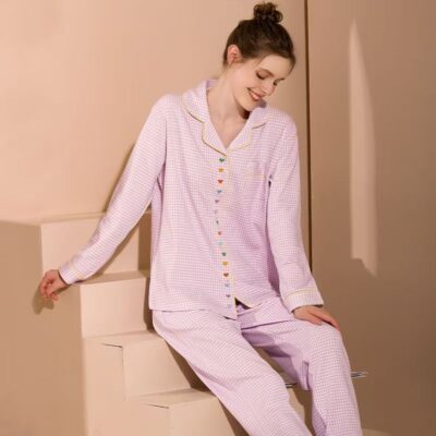 Sweet cute loose-fit cotton pajamas for women spring autumn